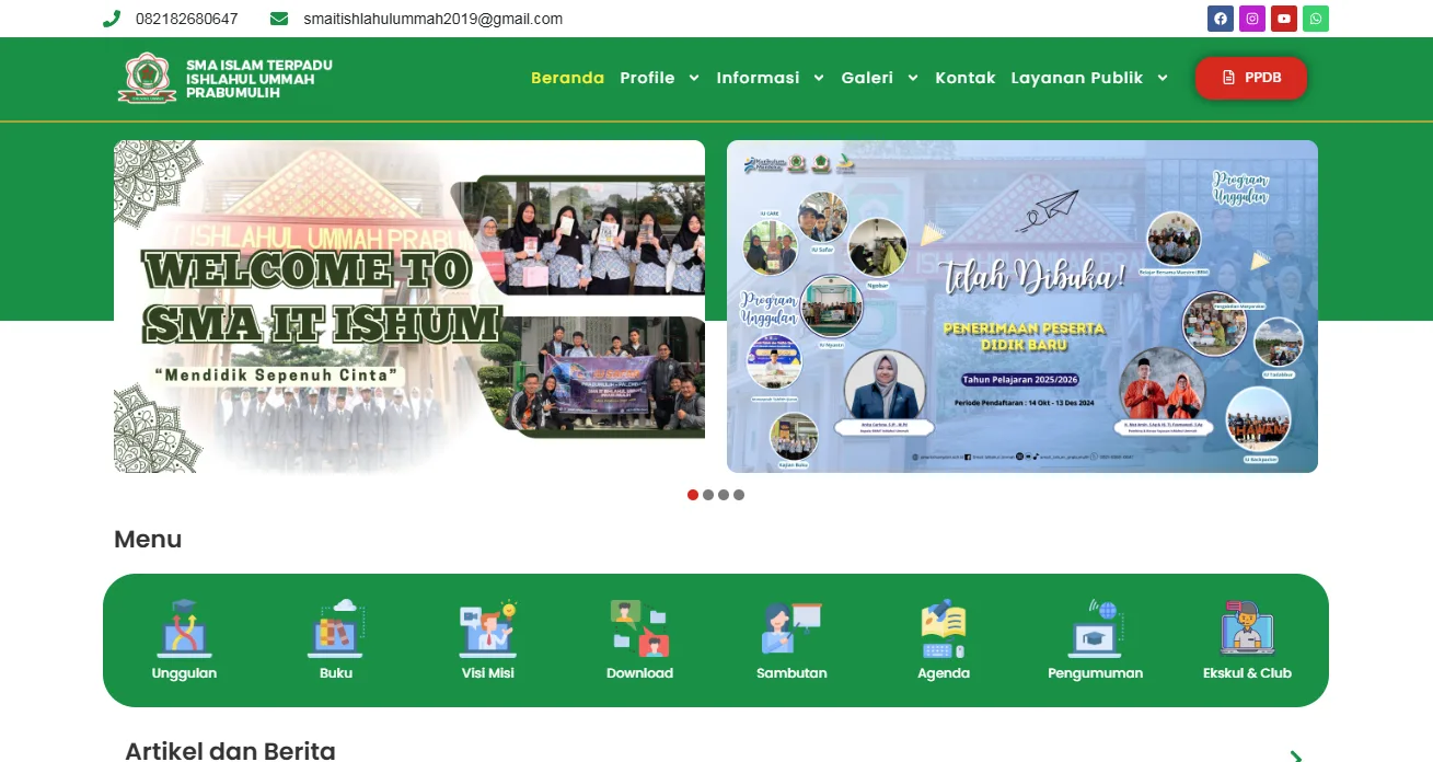 Website SMAIT Ishlahul Ummah Prabumulih